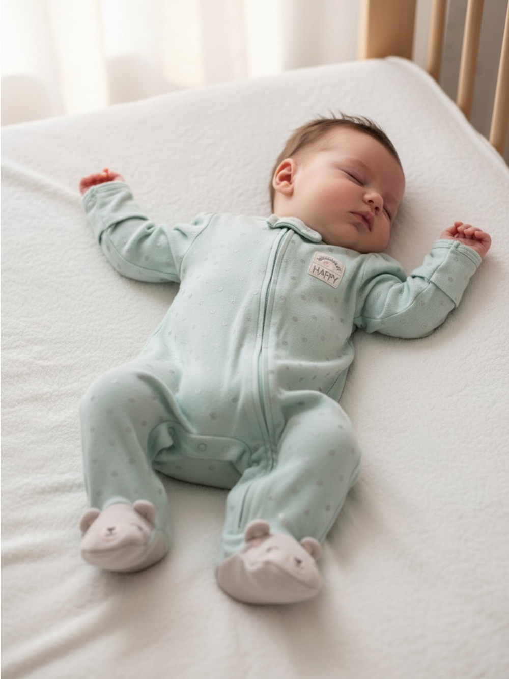 Baby Mint Green Zipper Footed One-Piece